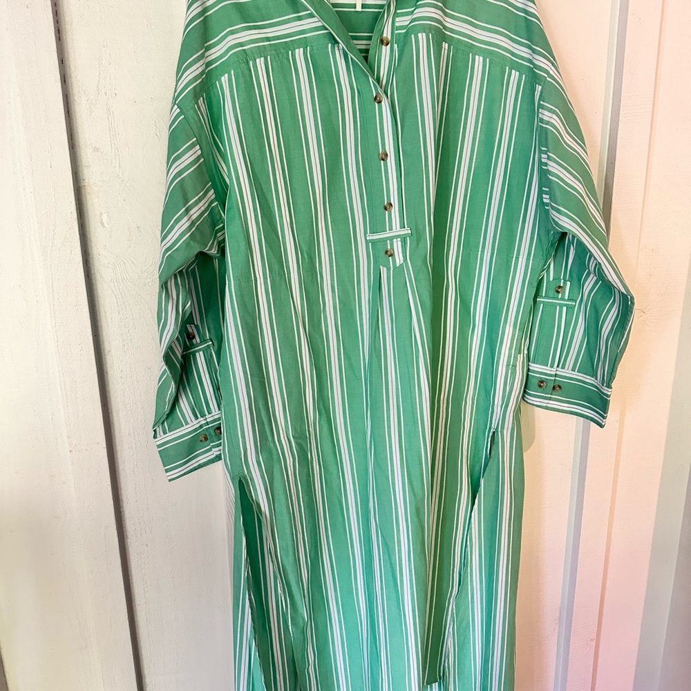 Green Striped Anthropologie Midi Dress
